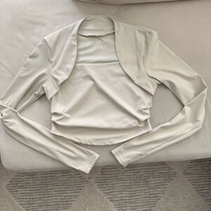 Cream Long Sleeve Bolero active wear top